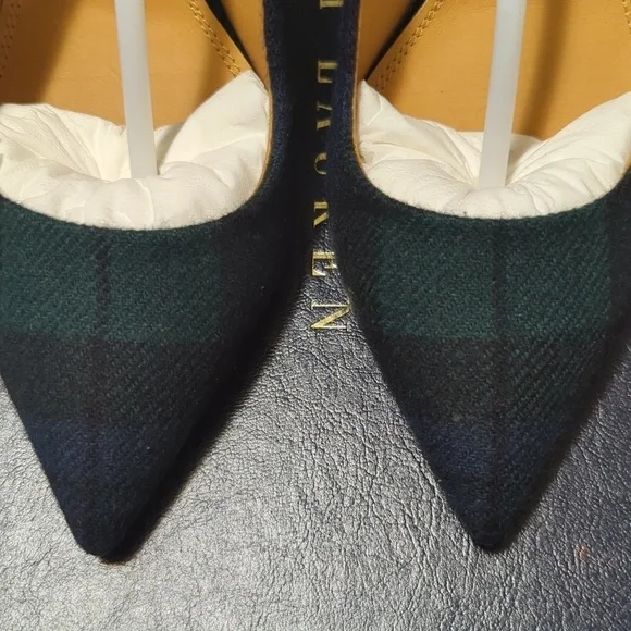 Ralph Lauren Celia Black Watch Tartan Pumps Women's Size 6/36 B Black Mu Tartan. - Picture 2 of 13